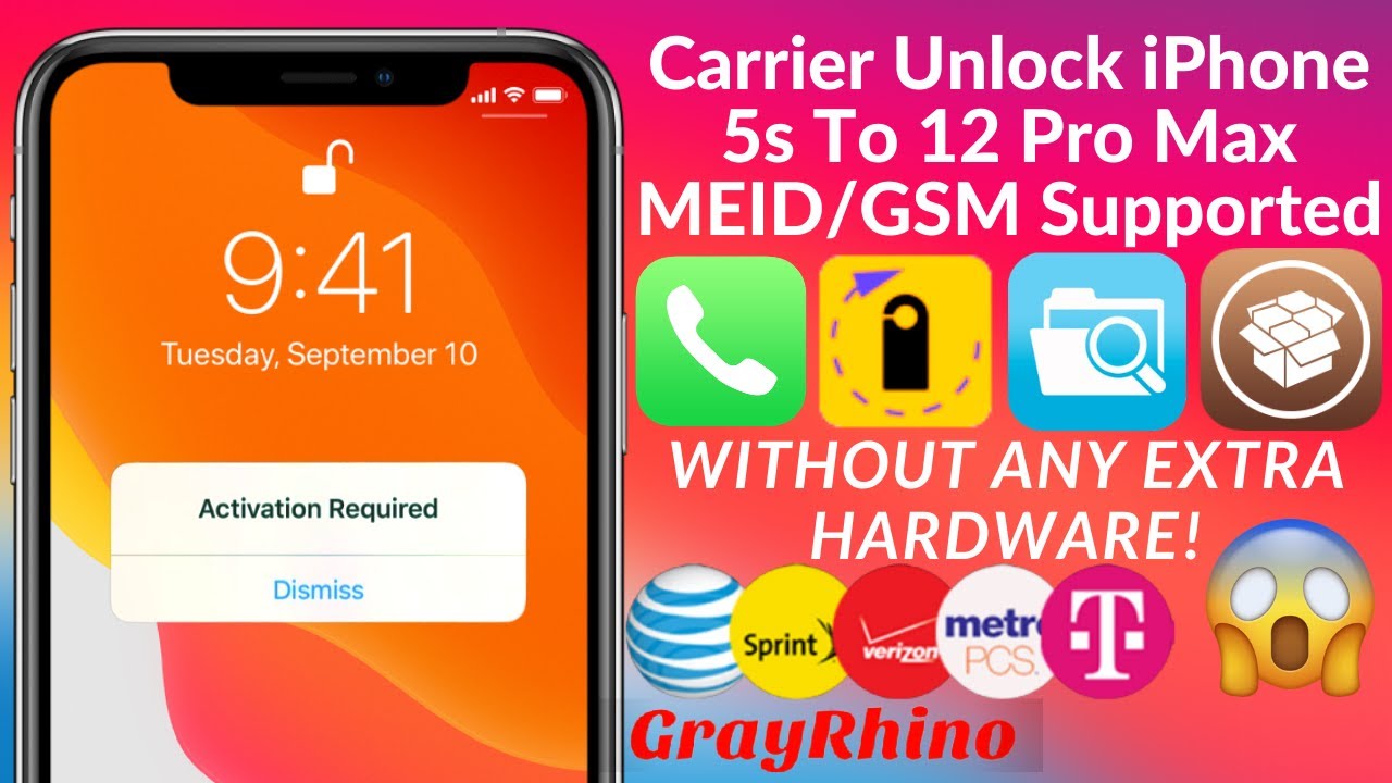 Carrier Unlock With GrayRhino iPhone 5s To 12 Pro Max | iOS12x To 14.x | MEID/GSM Supported