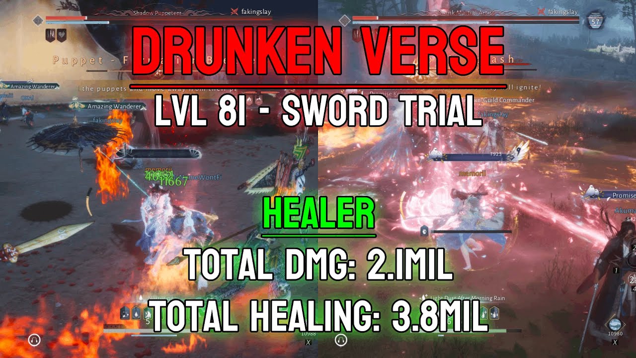 [Where Winds Meet] Drunken Verse Sword Trial | Healer