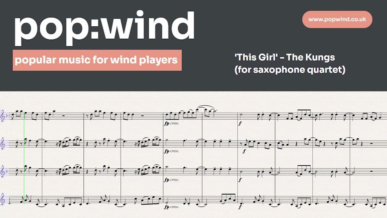This Girl - Kungs (for saxophone quartet)