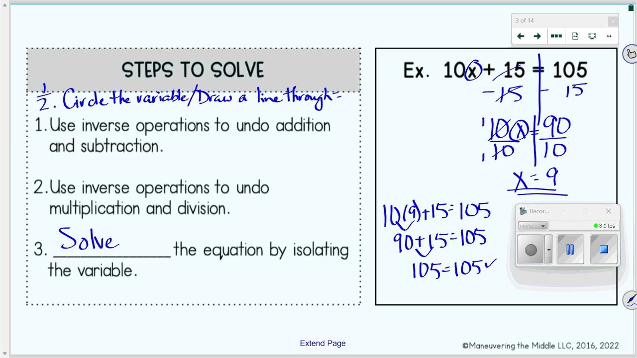 Equations 5 - Solving 2-Step Equations -#KMS  7th Grade Math/Accelerated 7-8 Math