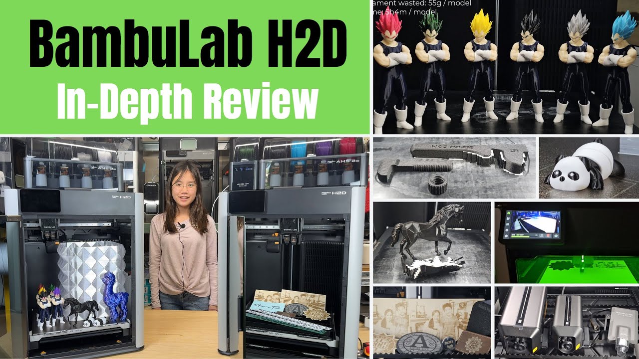 Bambu Lab H2D In-Depth Review: Dual Extruder, Multi-AMS, 10W/40W Laser, Blade & Pen All Tested