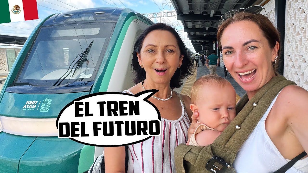 MAMÁ RUSA EN SHOCK al SUBIR al TREN MAYA por PRIMERA VEZ en MÉXICO 🇲🇽😱