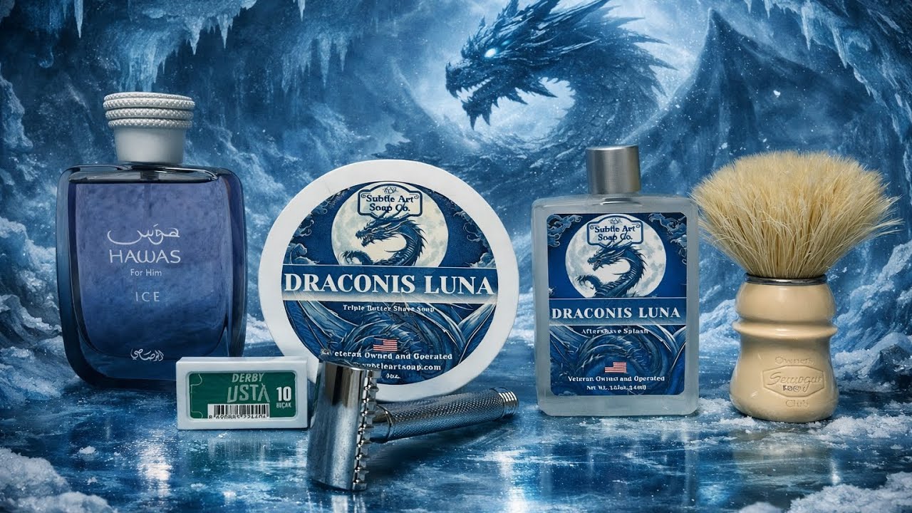 Draconis Luna Ice Dragon Wet Shave ❄️ Smooth Classic Shaving Ritual 