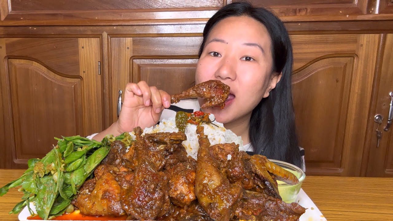 Chicken Curry, Pea Shoots Singju, Boiled Cabbag Mukbang || 