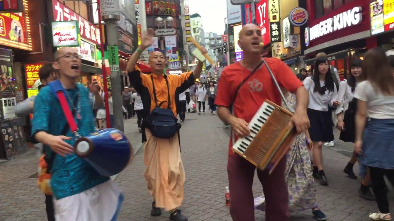 Harinama led by Vraja Krsna Das in Shibuya Tokyo, Japan
