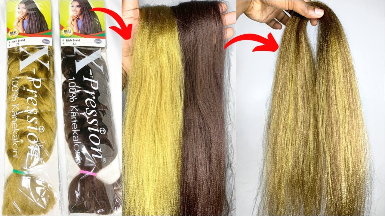 DIY HOW TO CUSTOM COLOR BLEND KANEKALON BRAIDING HAIR || How to prep and mix different color 27 & 33