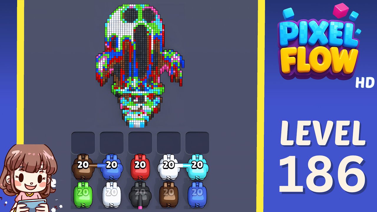 Pixel Flow Level 186 Solution Walkthrough