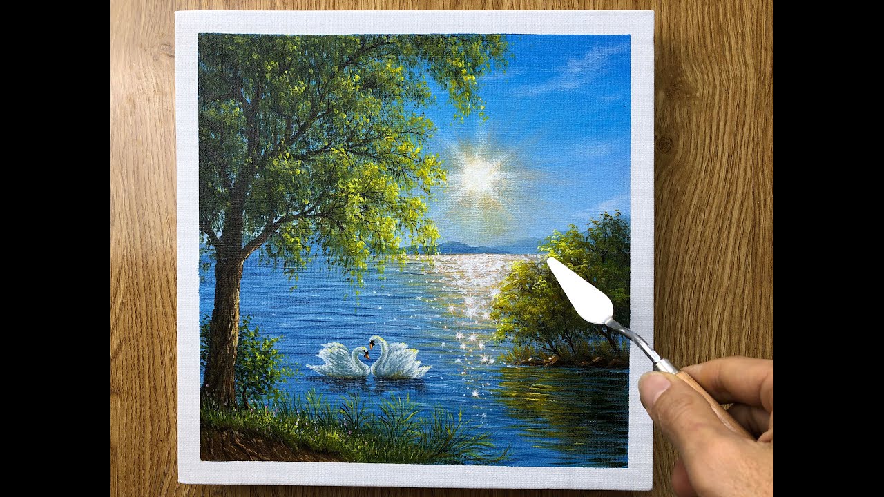 Swan love Painting /Acrylic Painting / Colour Art #014