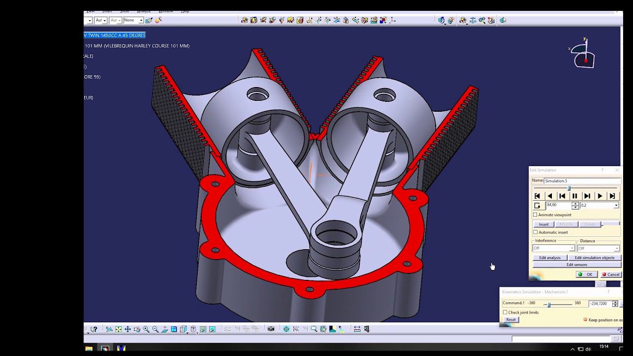V Twin engine CAD simulation (potato sound)