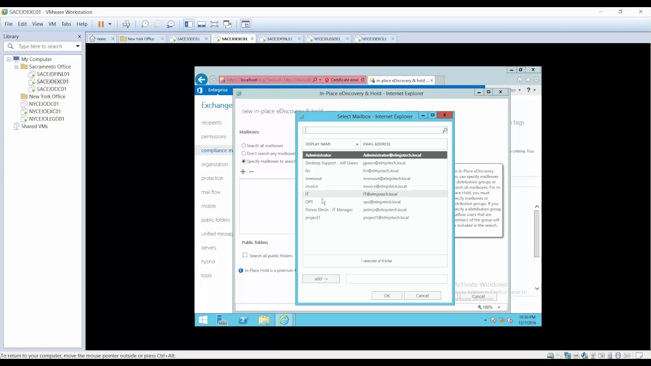 Lab   Configuring in place eDiscovery & hold