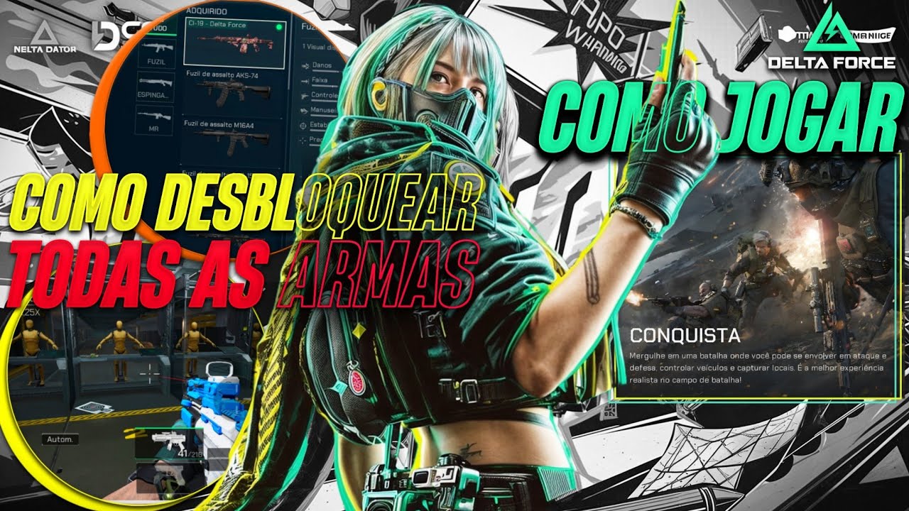 DESBLOQUEIE TODAS AS ARMAS + MODO CONQUISTA E TREINAMENTO EXPLICADO GUIA COMPLETO DELTA FORCE MOBILE