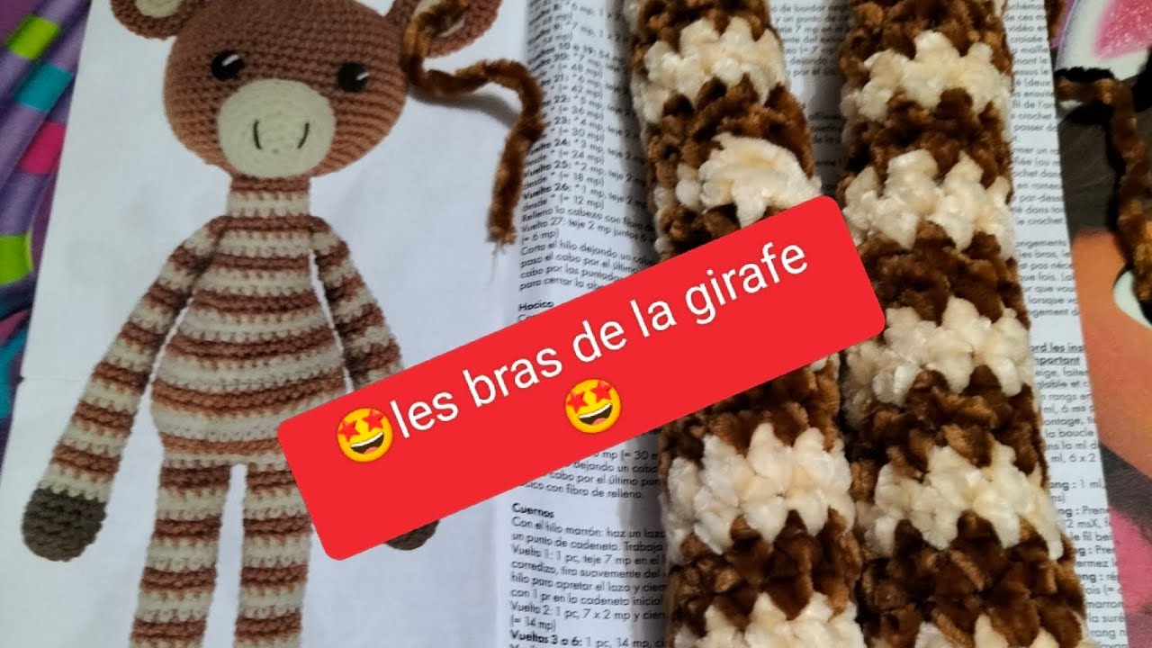 🤩Comment faire une girafe au crochet 🤩vidéo 5 les bras  #amigurumiscrochet #kitaction