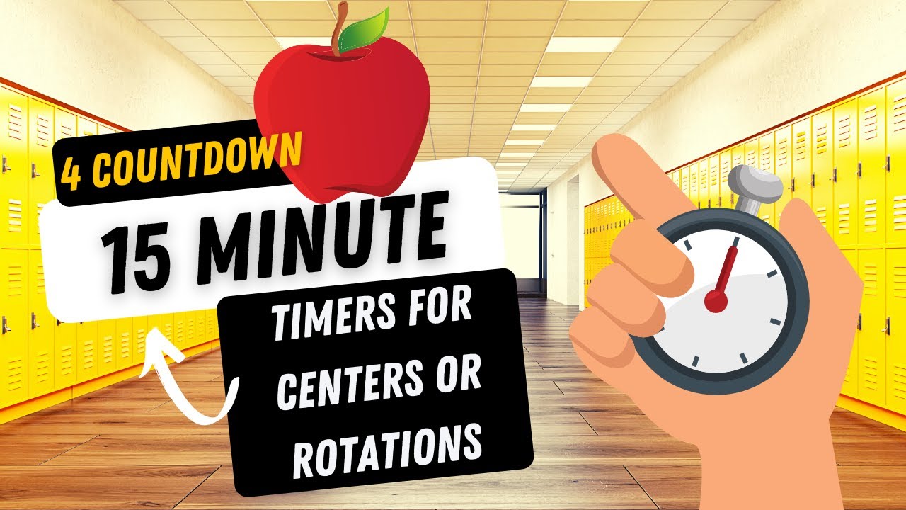 Countdown timers for centers: 4 Fifteen minute musical timers with 1 minute segments in between