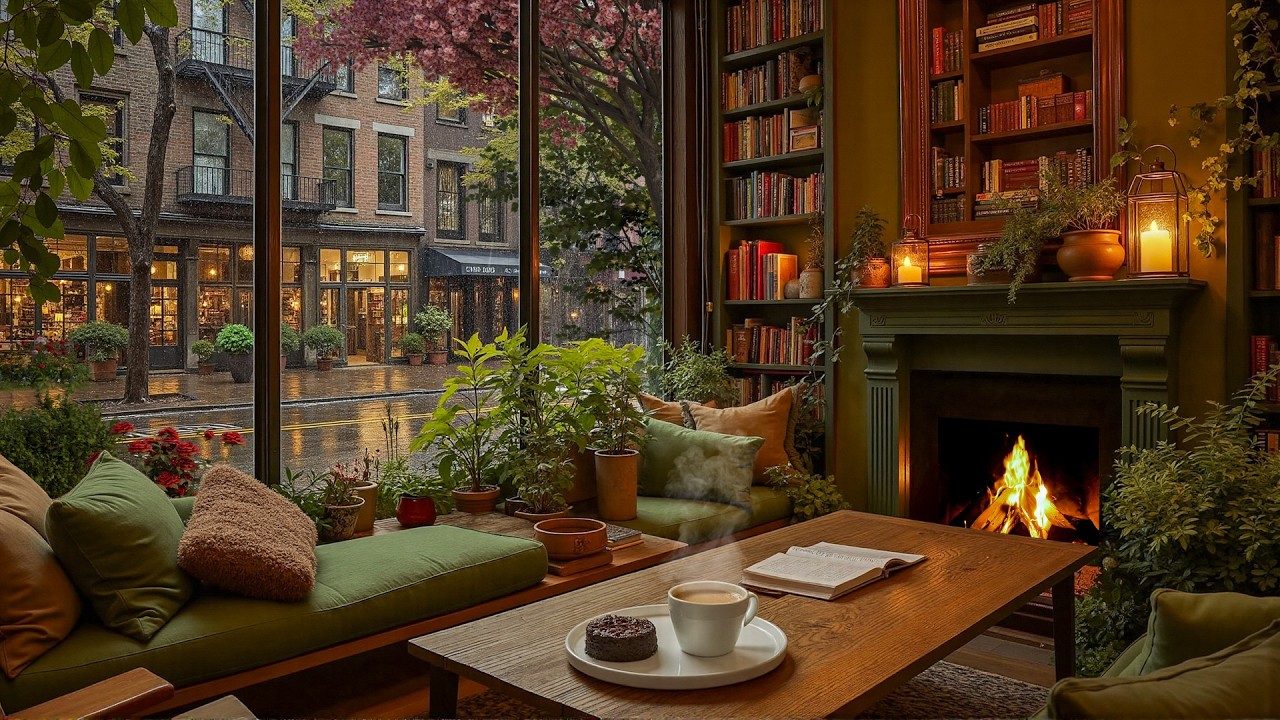 Warm Piano Jazz by the Fireplace 🍃 February Jazz with Peaceful Lakeview for Work, Study, Focus