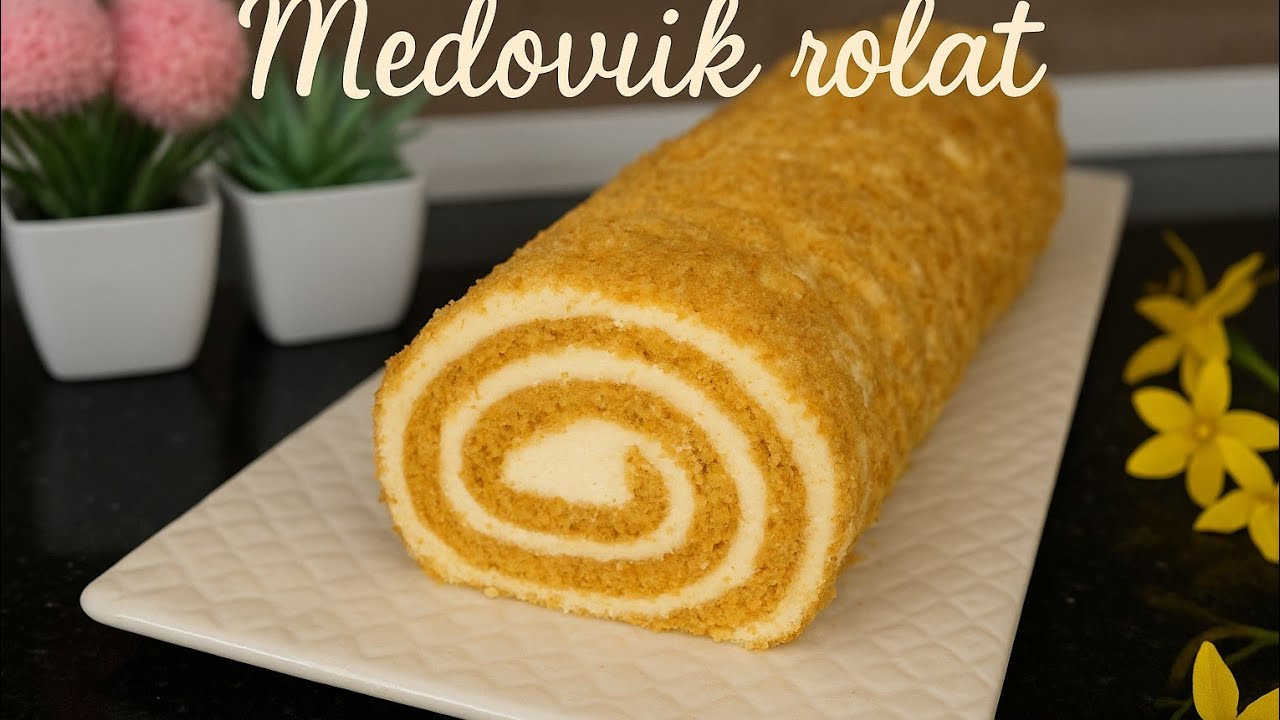 MEDENI ROLAT  MEDOVIK mek, kremast i savršen desert koji se topi u ustima 🍯✨ Honey Roll Cake 🍯