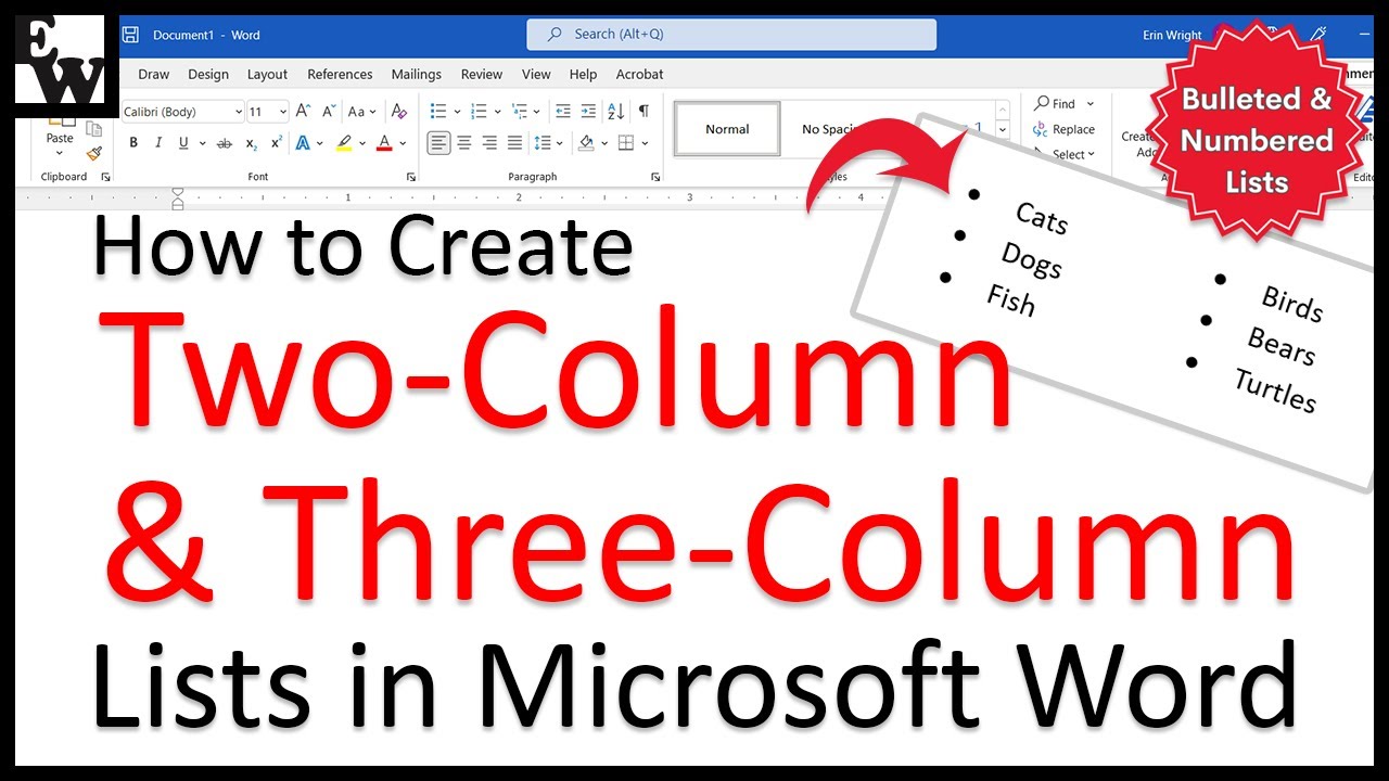 How to Create Two-Column and Three-Column Lists in Microsoft Word (PC and Mac)