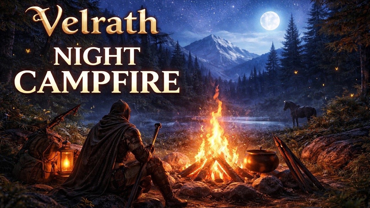 Velrath Night Campfire 🔥 Medieval Fantasy Campfire Ambience for Sleep, Relaxation & Study