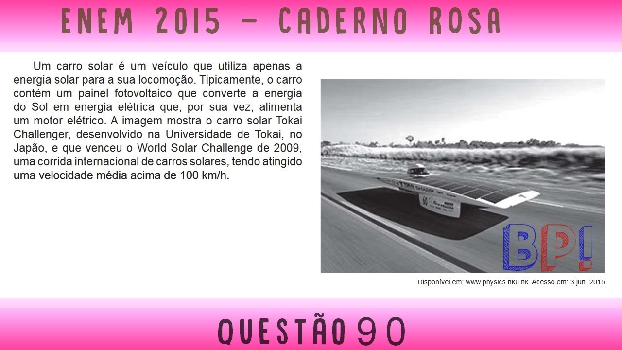 #Enem2015 &mdash; Caderno rosa, quest&atilde;o 90 (Mec&acirc;nica)