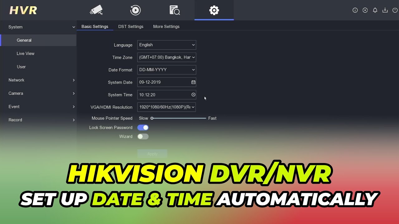 Как автоматически установить дату и время на видеорегистраторе Hikvision