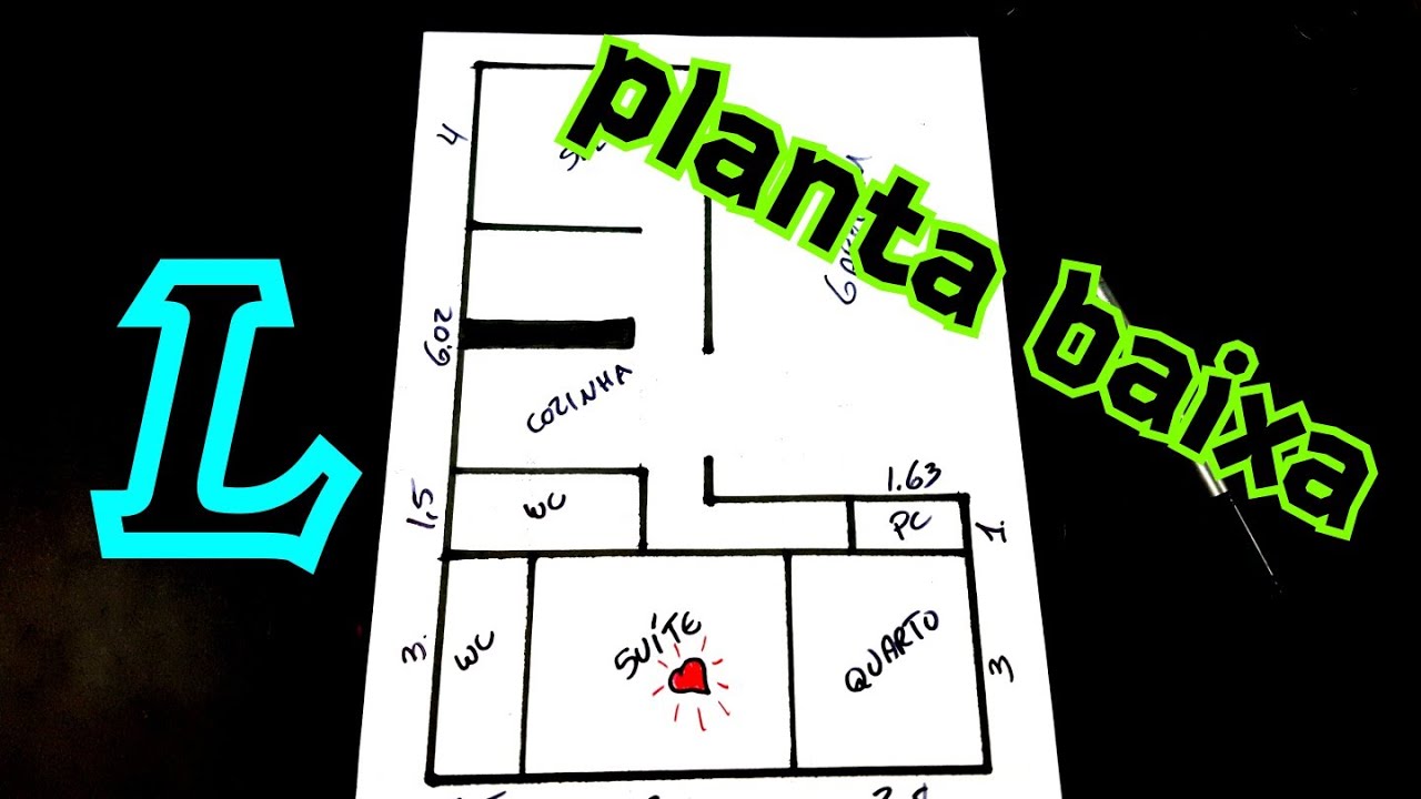 CASA em L | Planta baixa L com 2 quartos
