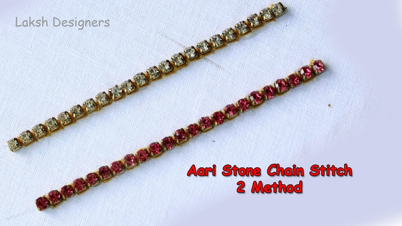 2 methods of aari stone chain stitching tutorial for beginners / aari work basic stitch online class