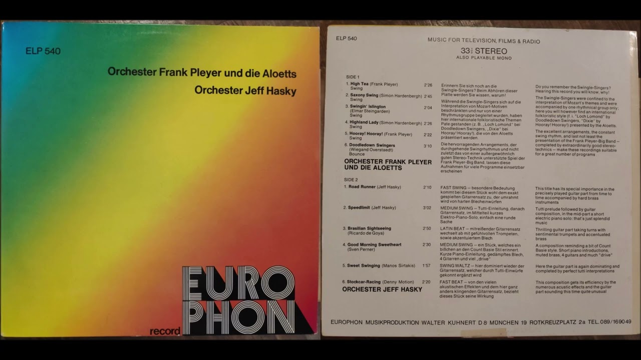 Orchester Frank Pleyer und Die Aloetts - Swingin' Islington (1976, Europhon Record, ELP 540)
