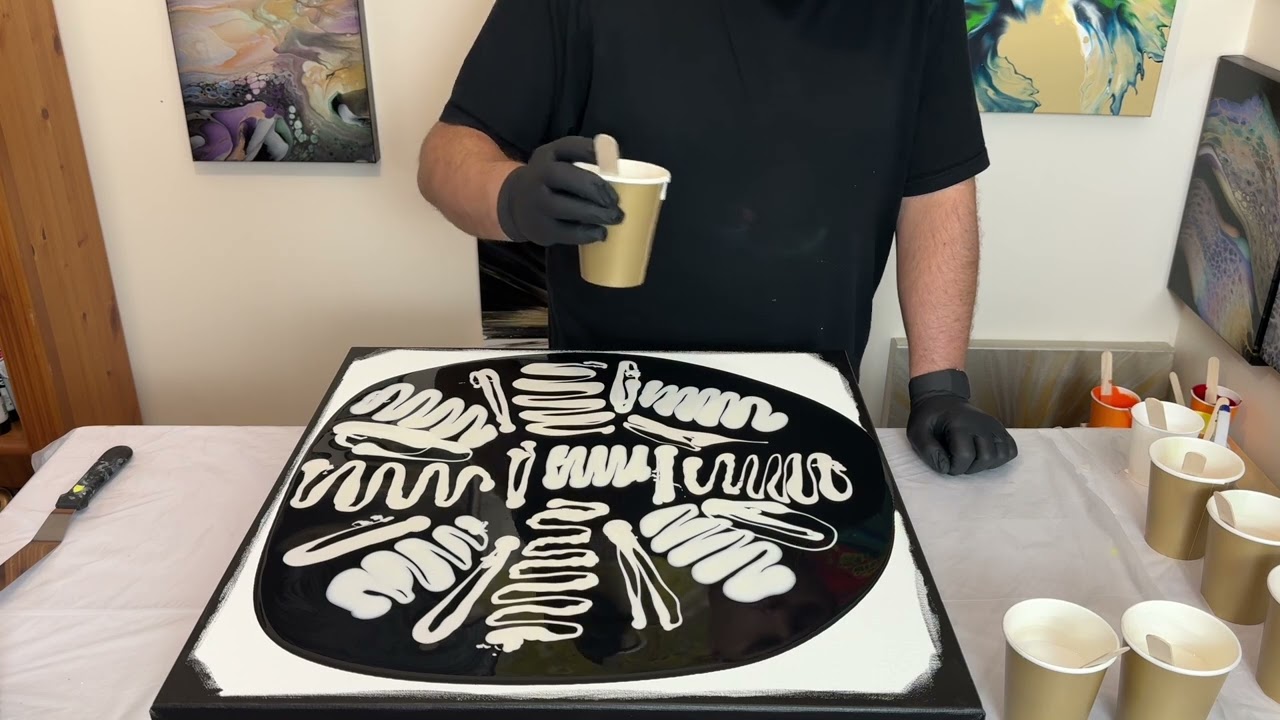 Pearlescent Zig-Zag Technique + Marble STUNNING Results! Pour Paint Abstract Painting