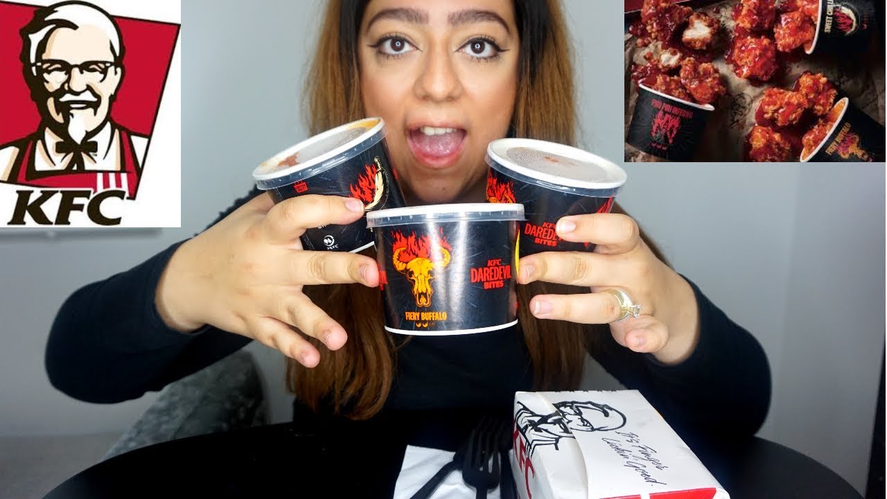 KFC MUKBANG | TRYING THE NEW KFC DAREDEVIL INFERNO BITES