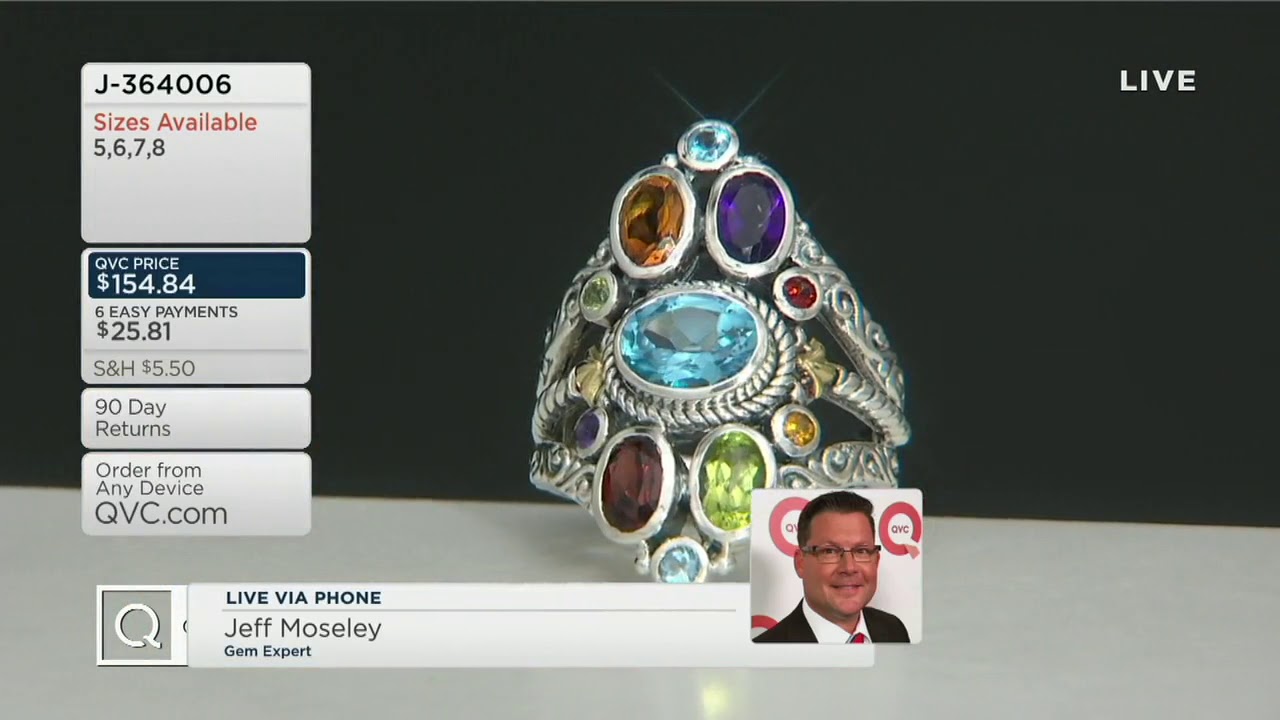 Artisan Crafted Sterling Silver Multi Gemstone Ring with 18K Gold Accents on QVC