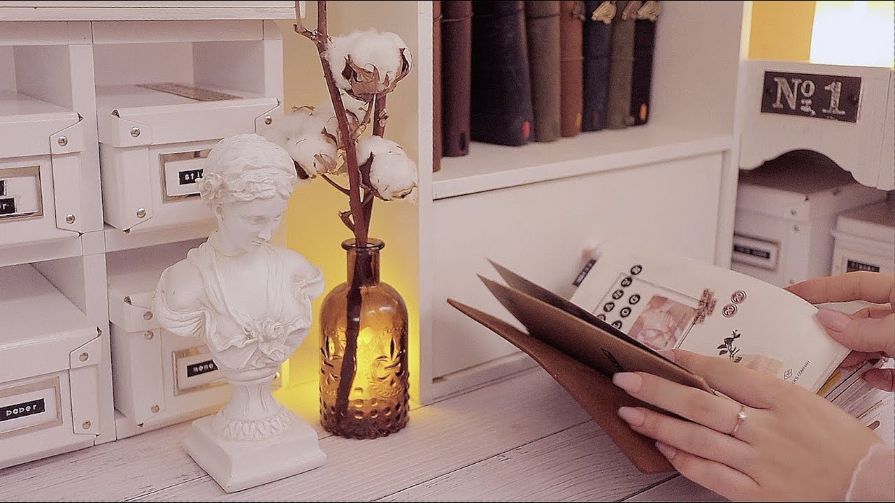 ASMR | Винтажное украшение дневника в дождливый день | no talking