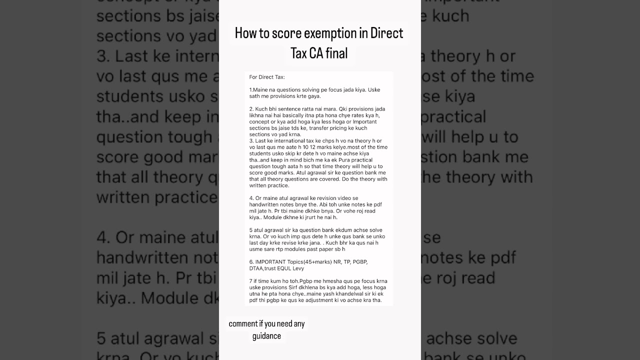 How to score exemption in direct tax ca final#cafinaldt#ca#final#cafinal