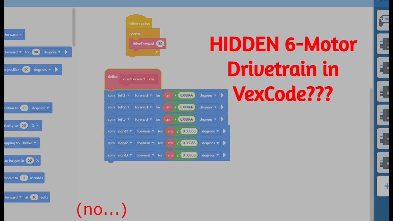 Coding a 6-Motor Drivetrain in VexCode blocks