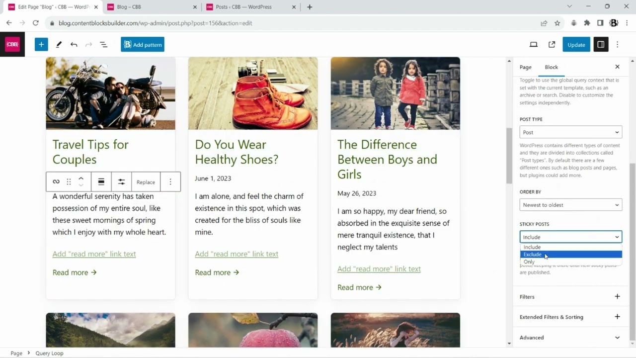 How to build a custom blog page in WordPress Gutenberg using the Content Blocks Builder plugin