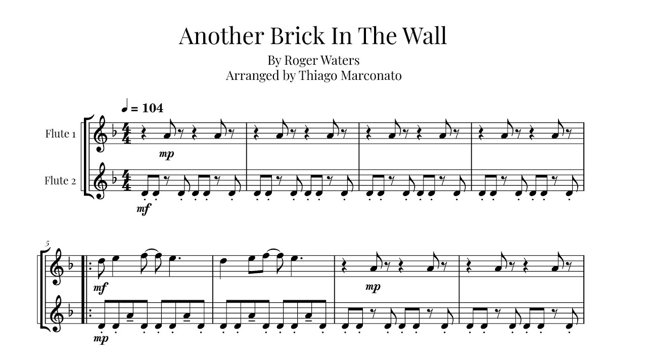 ANOTHER BRICK IN THE WALL (Pink Floyd) | Flute duet