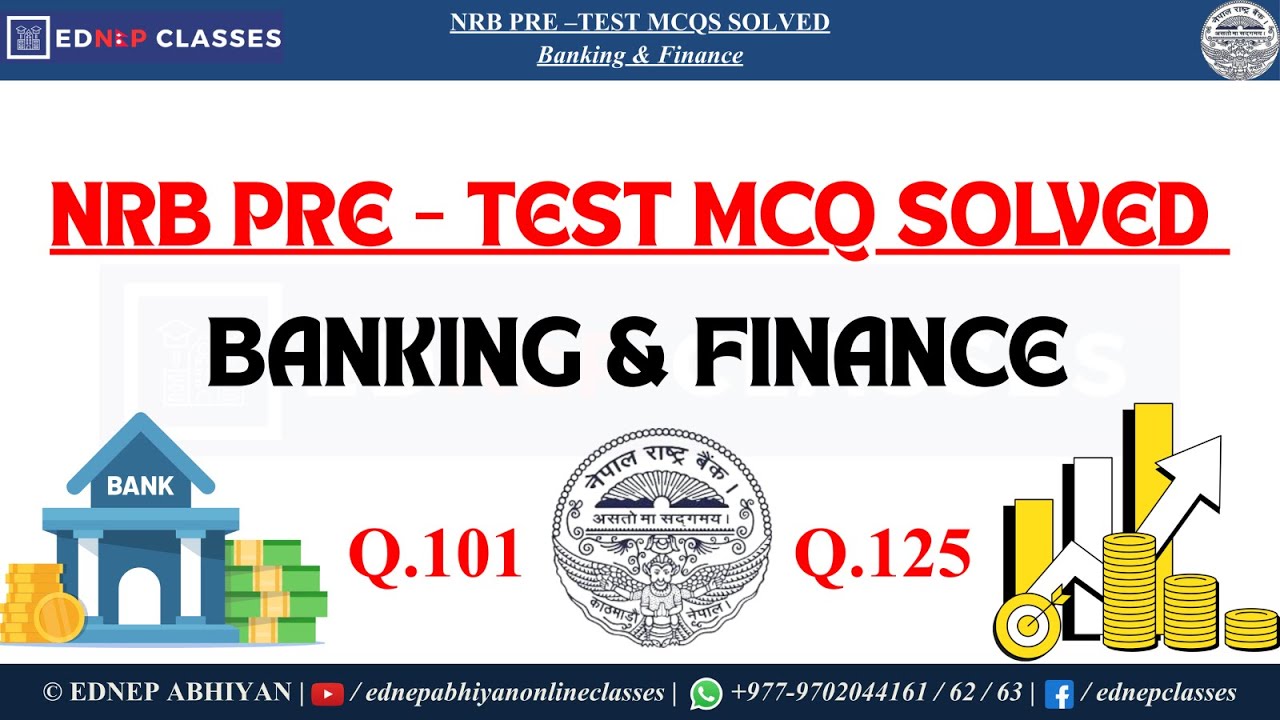 NRB Pre-Test MCQs Solved | Banking & Finance | Part - 5 | Start Your NRB Online Prep Class Join Us⬇️