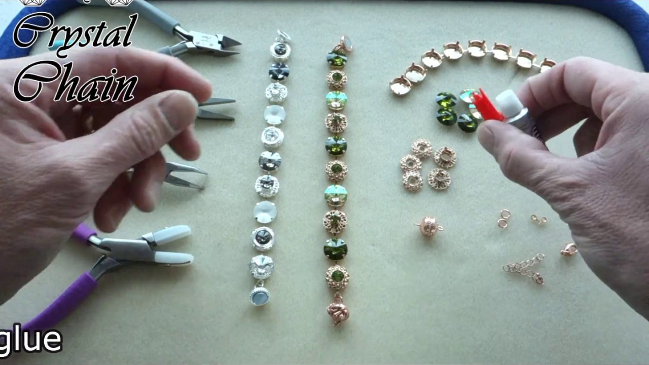 Tutorial: How to make a  VICTORIAN bracelet with Crystals, Embedding Elements and Cup Chain