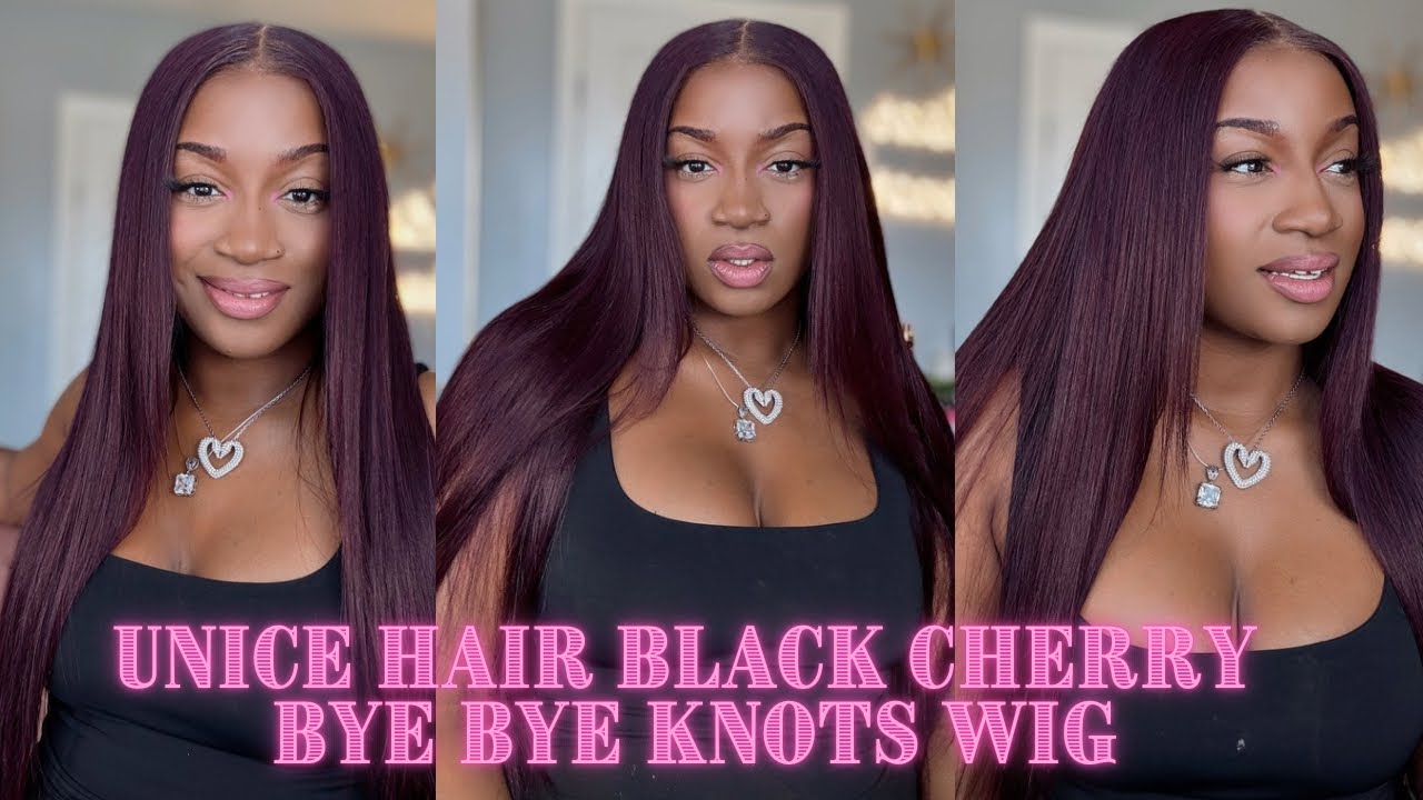 NEW! BEGINNER Friendly Black Cherry Bye Bye knots wig ft. Unice Hair