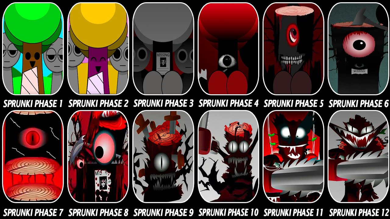 Phase 1 VS Phase 2 VS Phase 3 VS Phase 4 VS Phase 5 VS Phase 6 VS Phases 7-12 in Incredibox Sprunki!