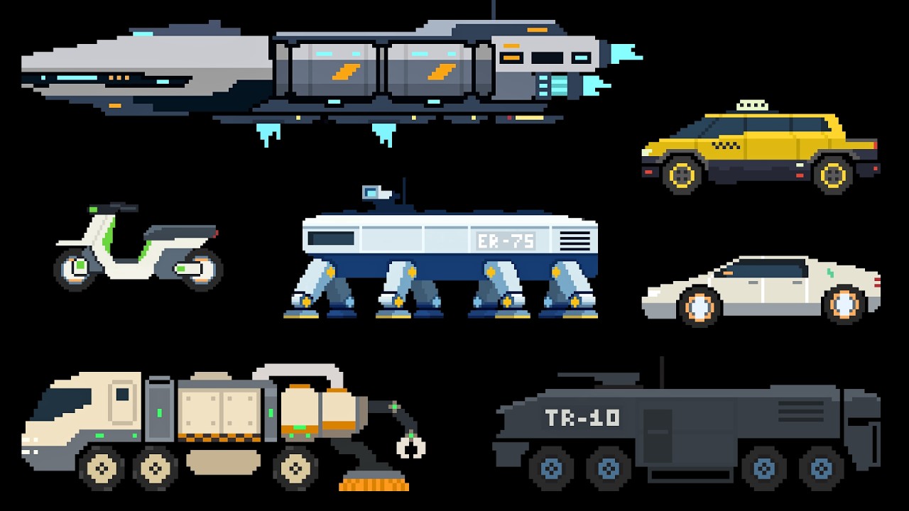 Sci-Fi Vehicles: Spaceship, Rover & More : Pixel Art