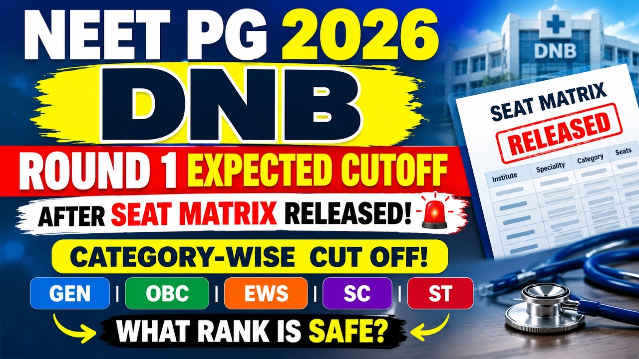 NEET PG 2026 DNB Round 1 Expected Cut Off 🔥 Seat Matrix Released | Category-Wise Cut Off Analysis