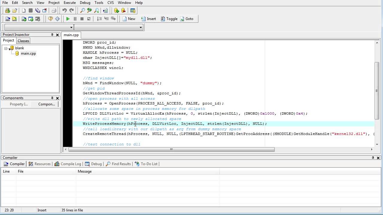 simple program to inject a dll
