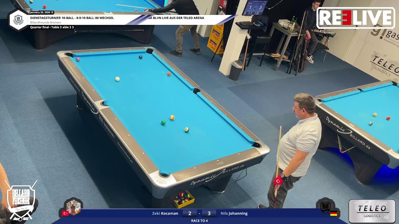 Zeki Kocaman vs Nils Johanning Tisch[3] 10-Ball Dienstagsturnier 20.1.26