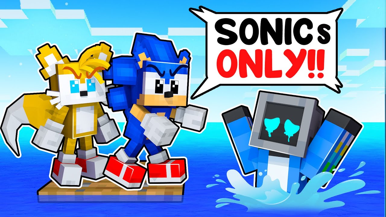 Locked on ONE RAFT with SONIC in Minecraft!