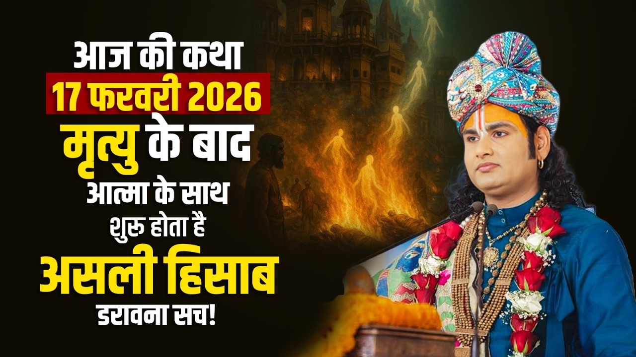 आज की कथा 17 फरवरी 2026 | मृत्यु के बाद आत्मा के साथ शुरू होता है असली हिसाब डरावना सच!🔥🙏