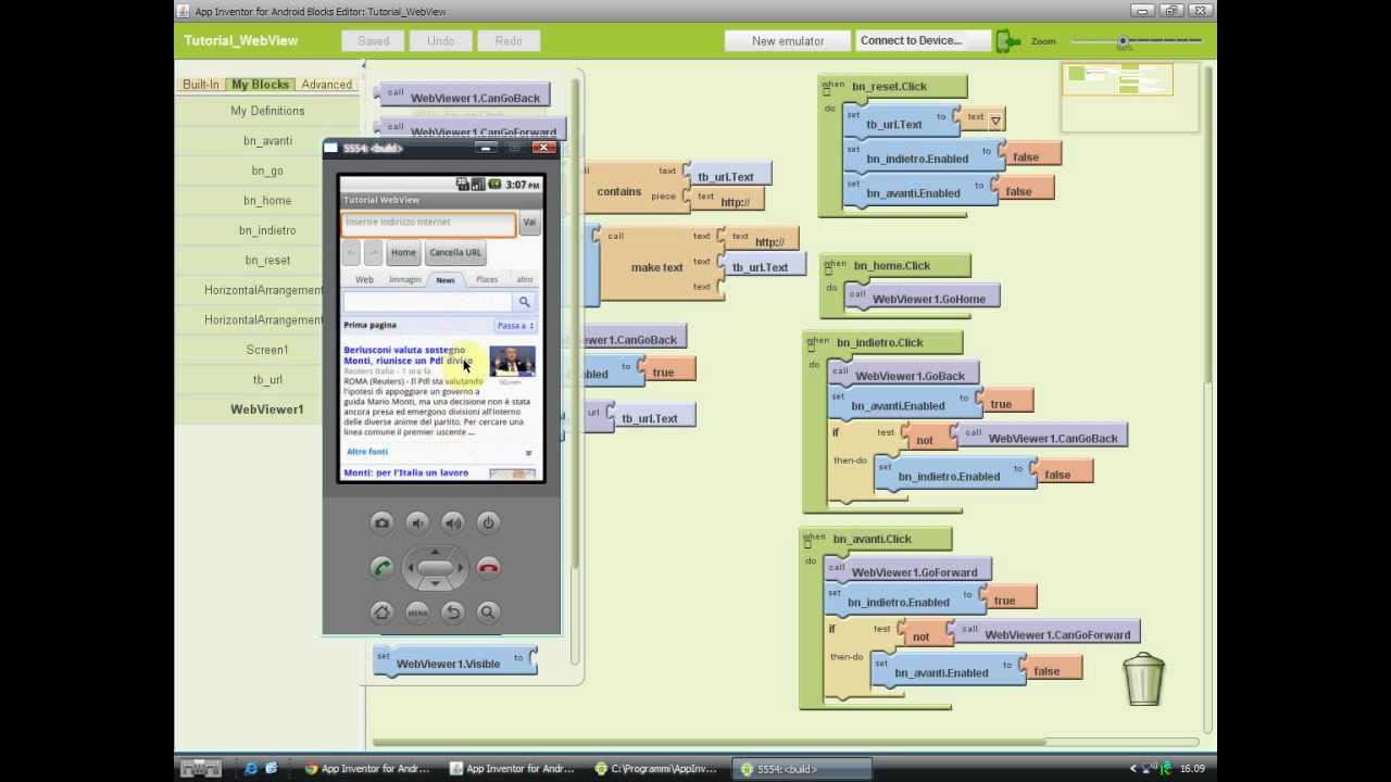 Tutorial - Il componente WebViewer per inserire pagine web in App Inventor