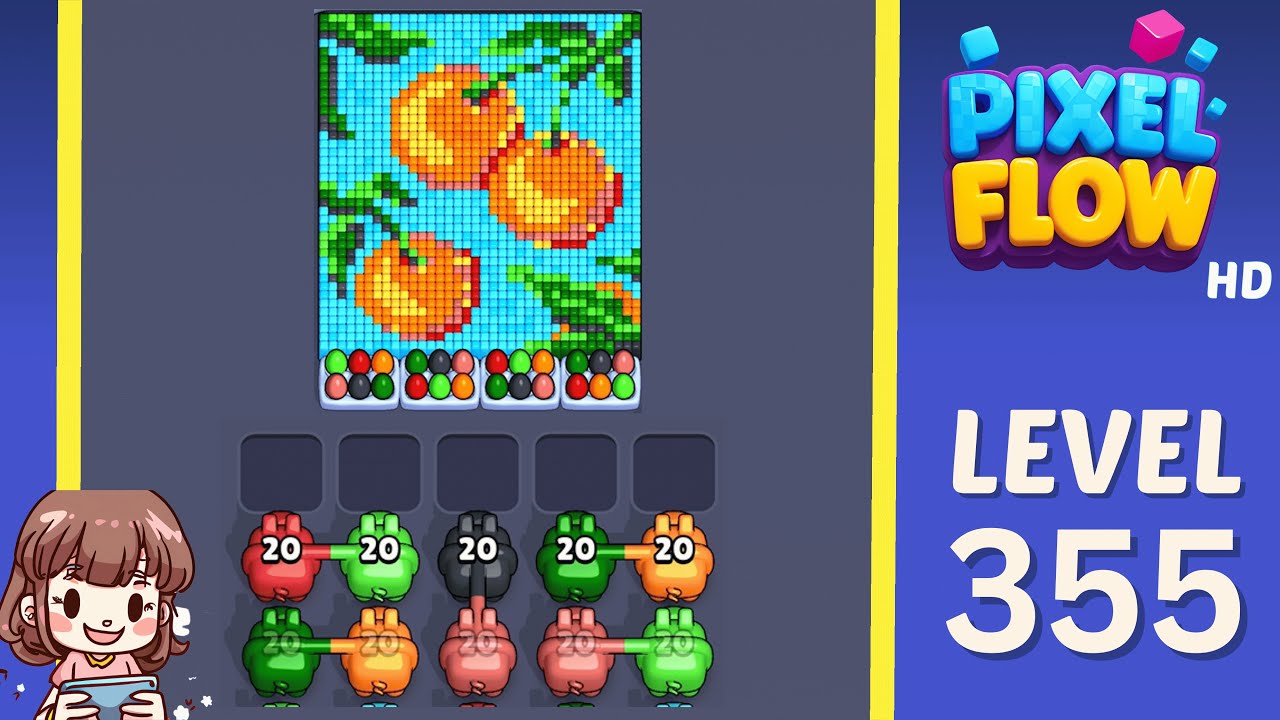 Pixel Flow Level 355 Solution Walkthrough