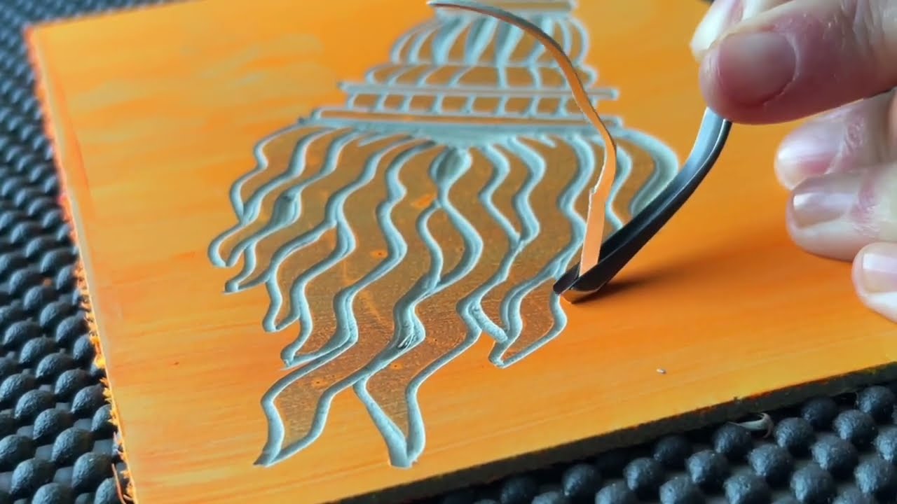 Relaxing Linocut Printmaking & ASMR | No Music | Satisfying Art | Calming Video | Relaxing Carving