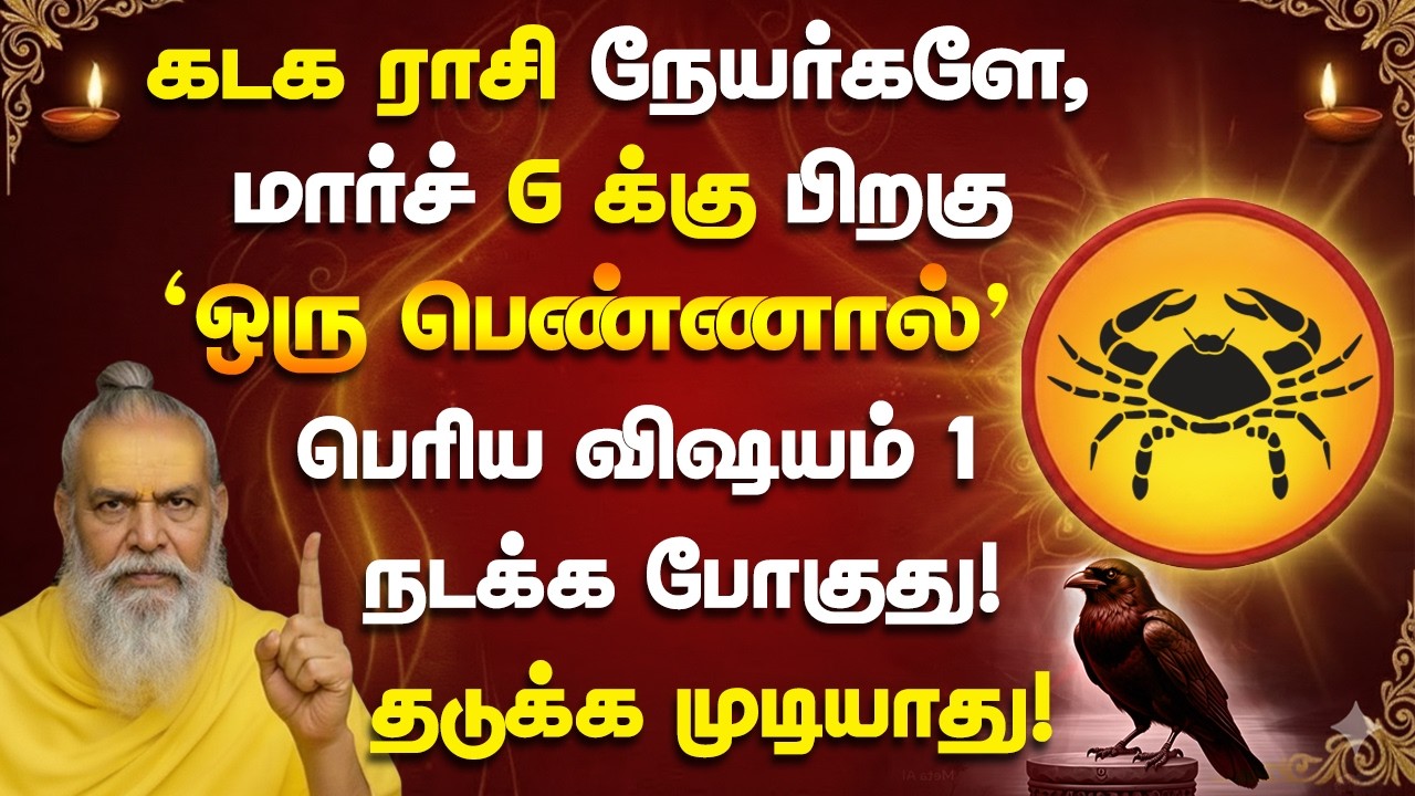 கடகம் ராசி அன்பர்களே, மார்ச் 6 ஆம் தேதி ஒரு பெண்ணால் 1 பெரிய  நடக்கபோகுது! Kadagam 2026