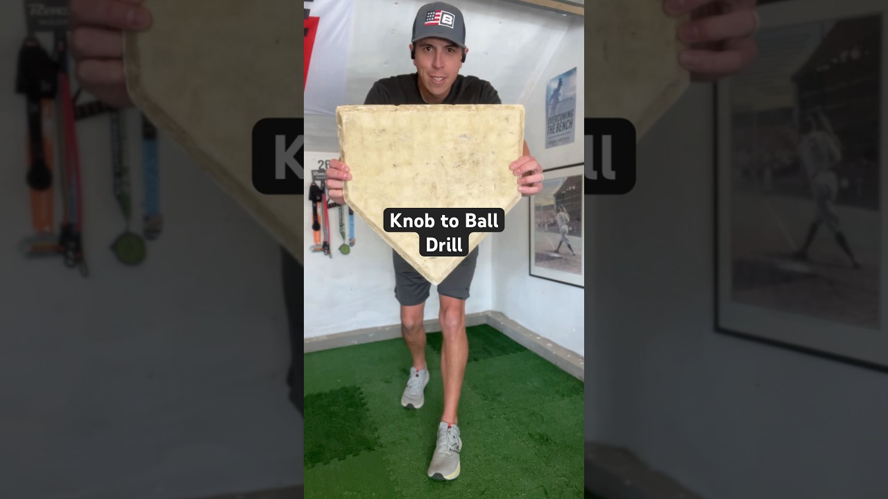 Knob to Ball Drill - knock ball into bucket 🪣 #baseball #baseballplayer #hitting #hittingtips