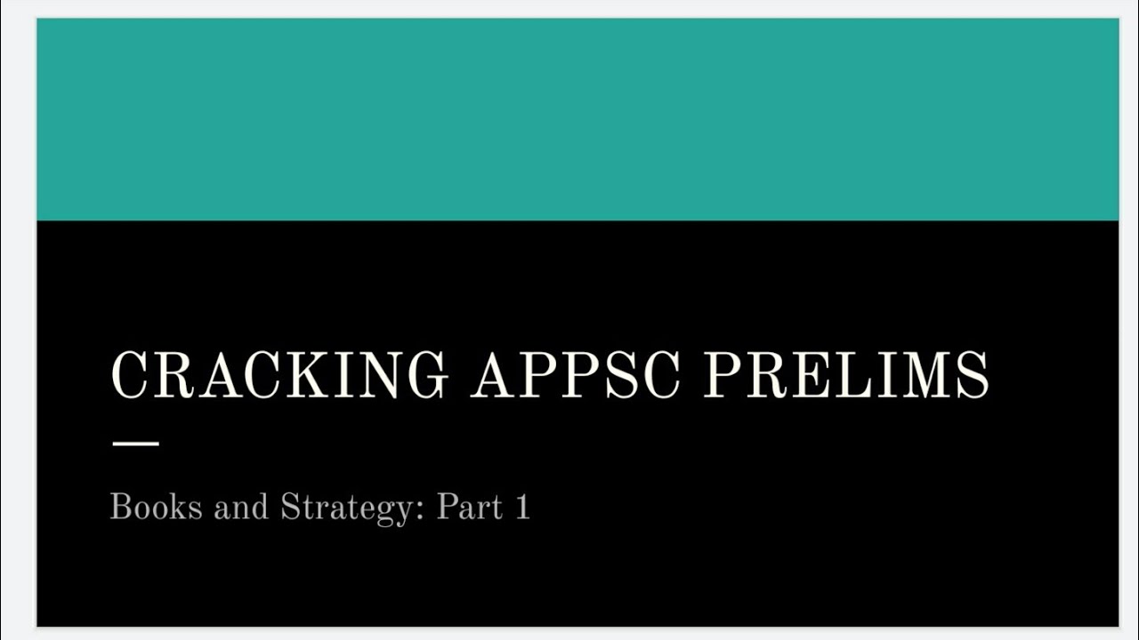 Target APPSC 2020: Strategy and BooksPart 1
